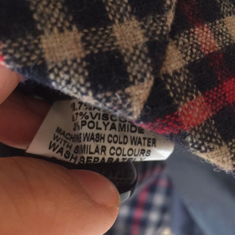 {Romy}Sz Large Wool Blend Plaid Peacoat - Picture 7 of 7